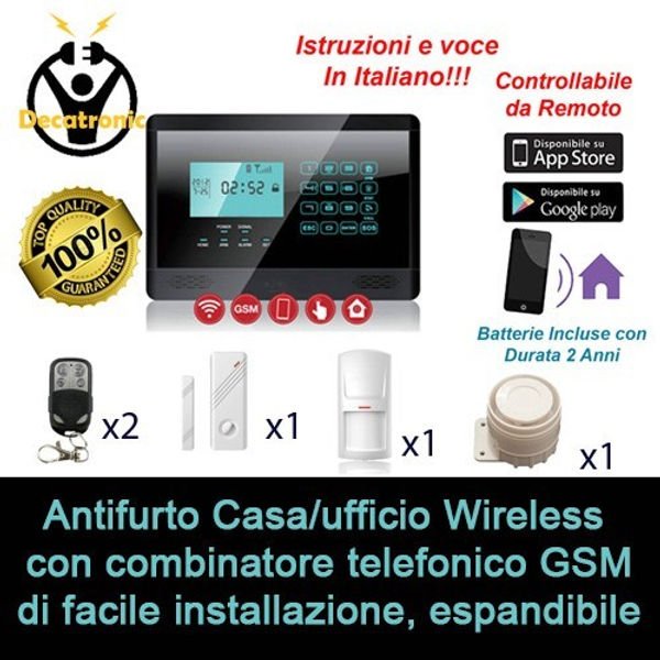 Allarme CasaUfficio Wireless Con Combinatore Telefonico GSM HW100
