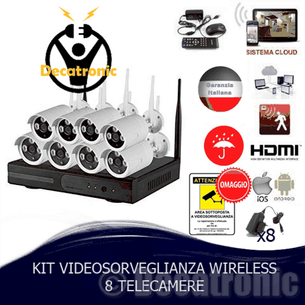 Kit Videosorveglianza WiFi 8ch Infrarossi