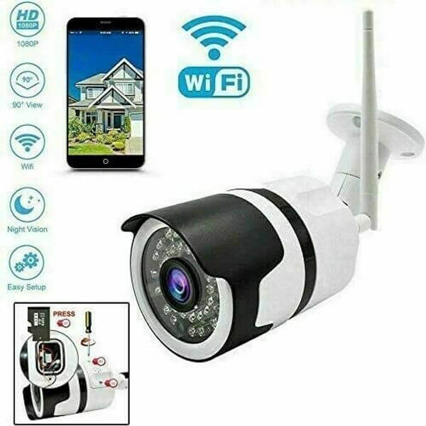 Telecamera videosorveglianza ip hd 1080p wireless 2 mpx esterno cloud wifi led