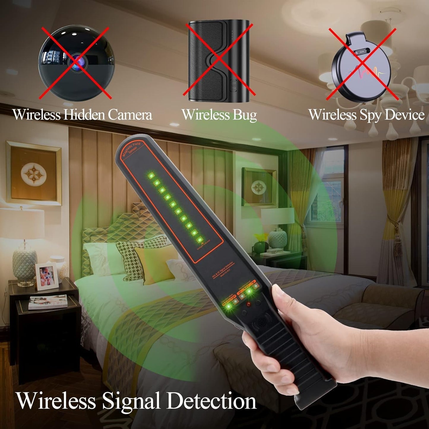 Rilevatore di GPS e Microspie per auto casa uffico EMF WIFI Professionale