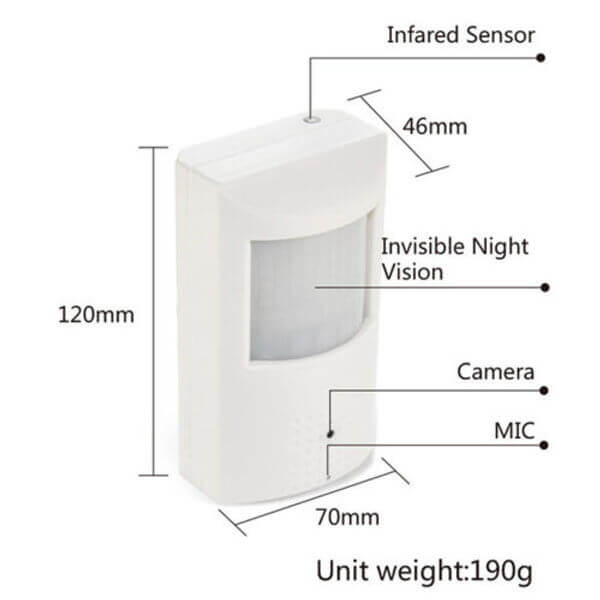 Telecamera occultata in sensore di allarme/GAS/Antinc. con visione da cellulare