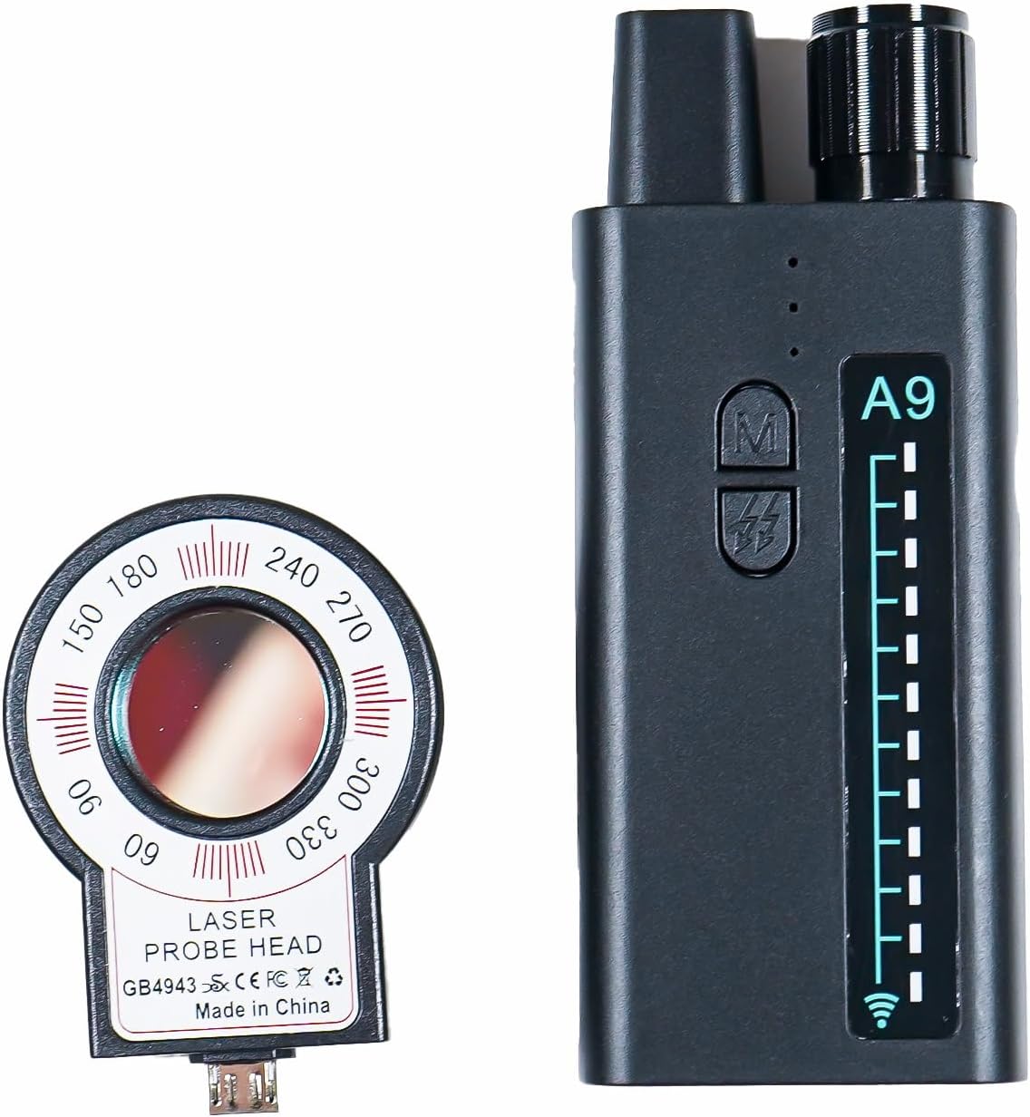 Rilevatore di microspie, telecamere, localizzatori gps per auto, e tutte le telecamere via cavo o SD piccolo compatto e potente - Anty Spy Detector A9