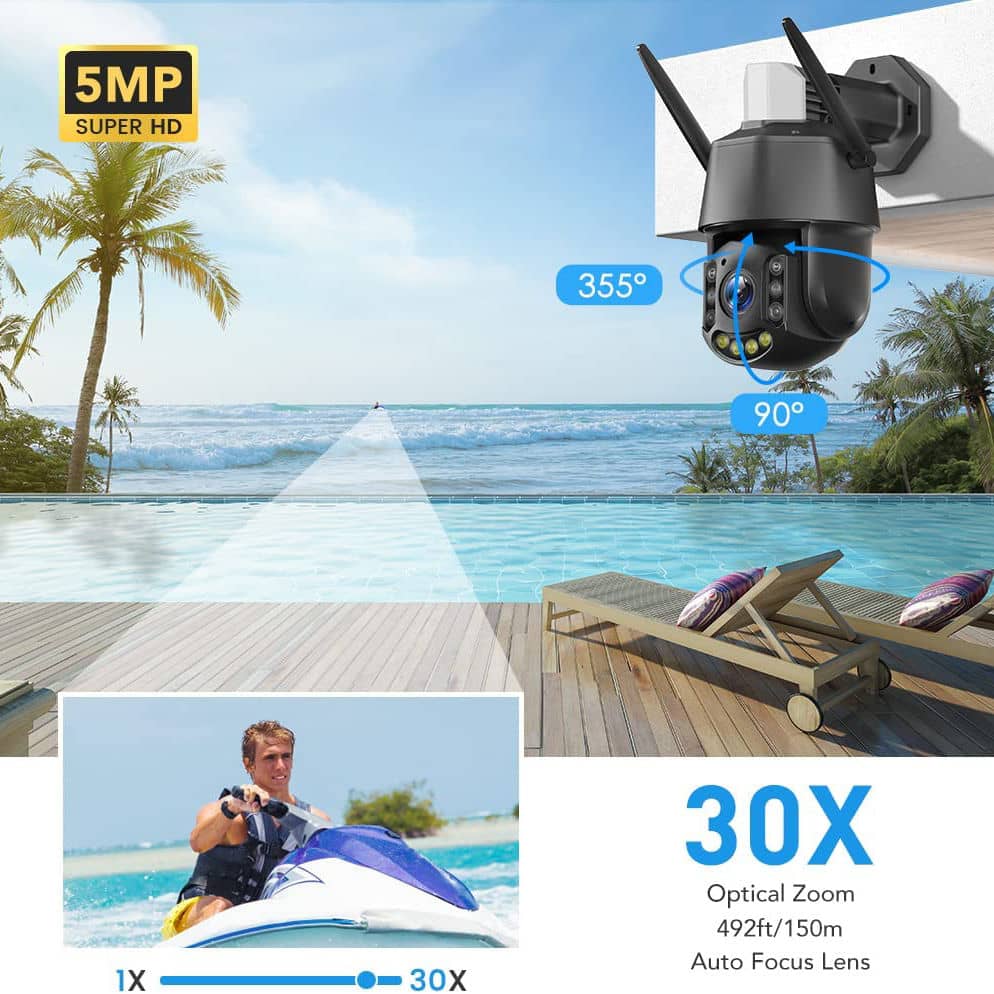 Telecamera da esterno senza fili con zoom ottico 30x