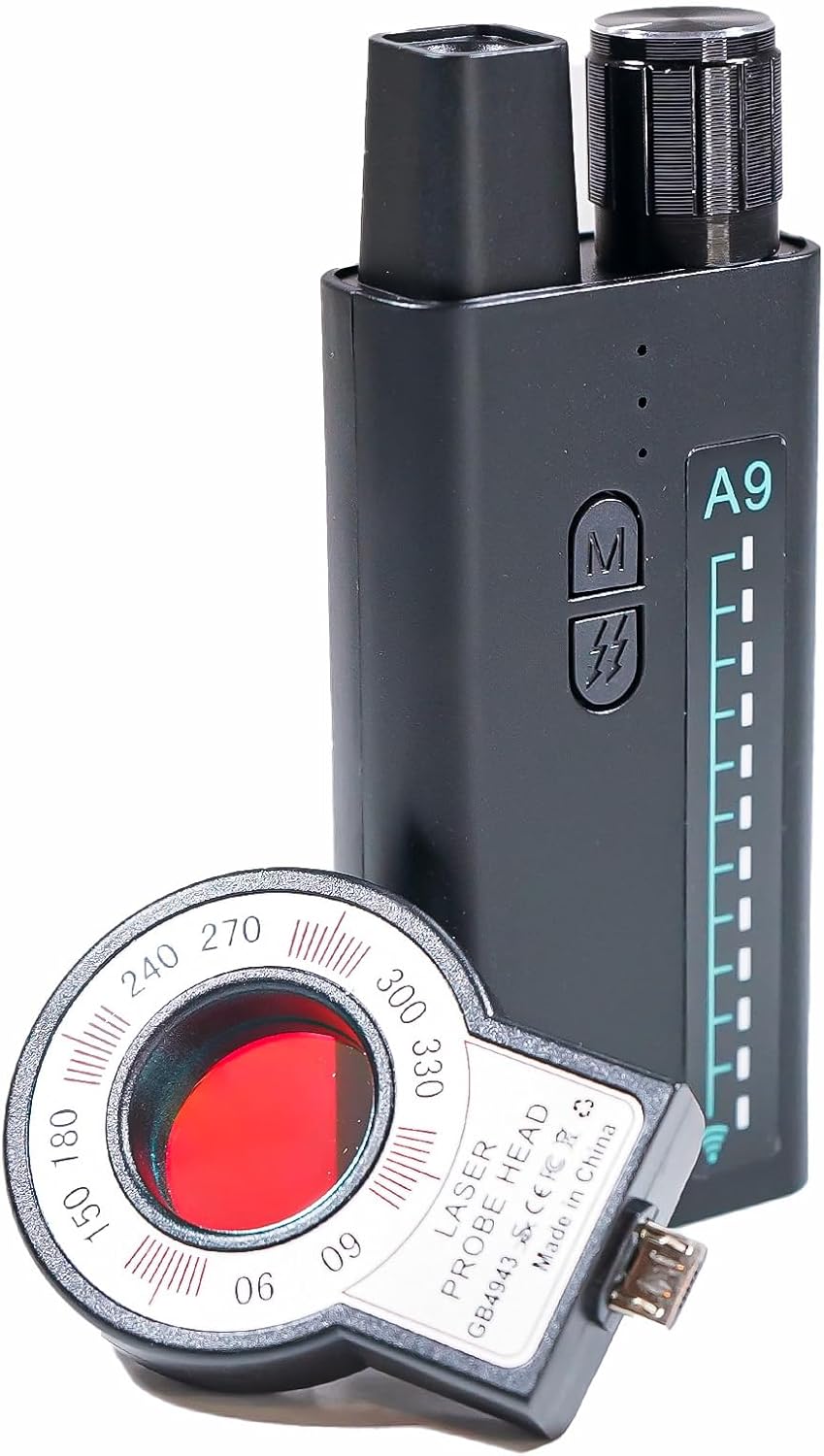 Rilevatore di microspie, telecamere, localizzatori gps per auto, e tutte le telecamere via cavo o SD piccolo compatto e potente - Anty Spy Detector A9
