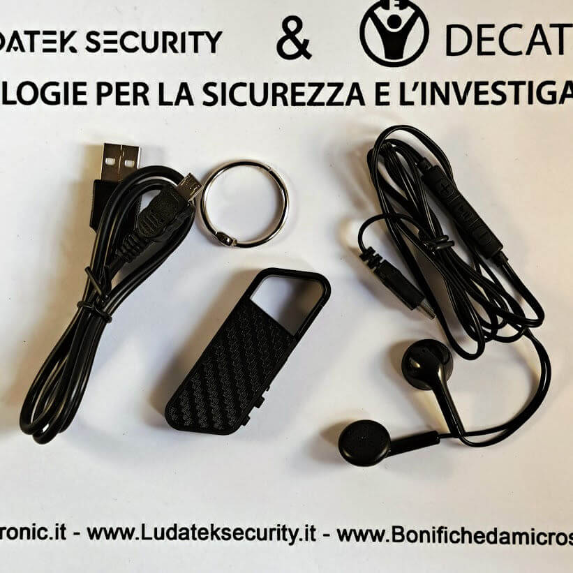 Micro registratore audio portachiavi PRO con VOX-GAIN e SENSIBILITA' regolabili