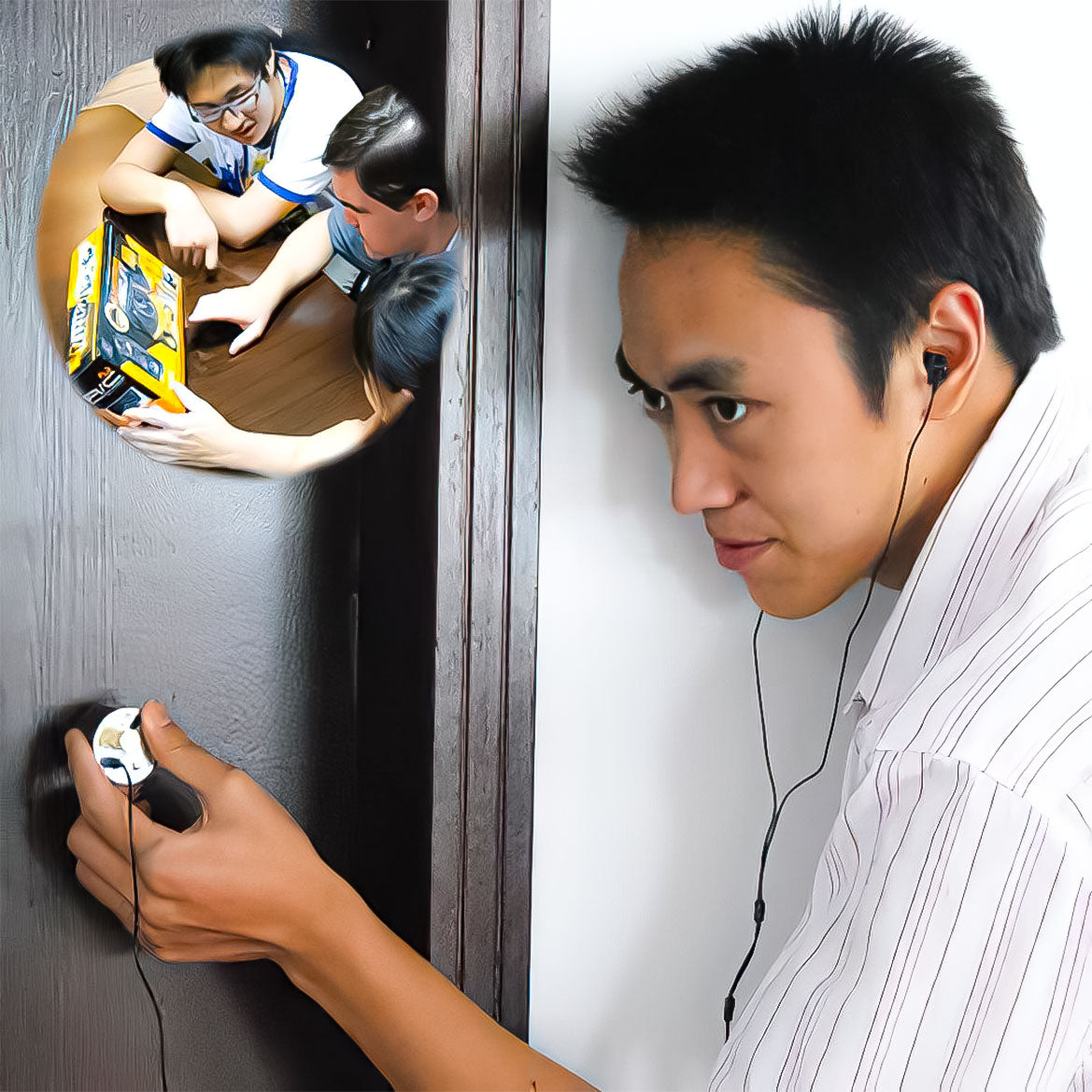Microfono da muro serie silver professionale per ascolto con sistema di filtri con secondo microfono a spillo e uscita registrazione ideale per casa ufficio sicurezza privacy (F999B silver)