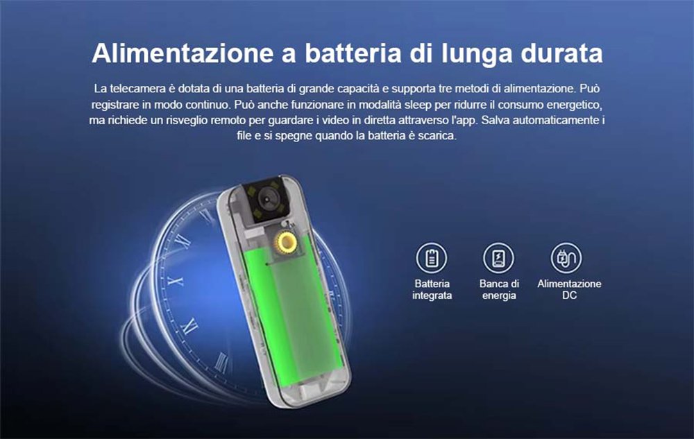 Mini Telecamera spia con SIM 4G da Interno Senza Fili 1080P FHD spy camera, compresa di sim già attiva, Visione 160°, Visione Notturna allarme movimento visione da APP manuale italiano (CB77-C)