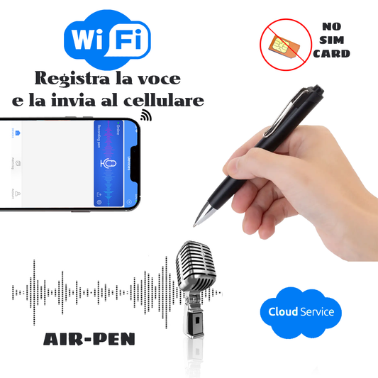 Microspia registratore penna wifi [no sim card gsm] registra e invia sul cellulare le registrazioni sd card 32G/cloud Air Pen 01