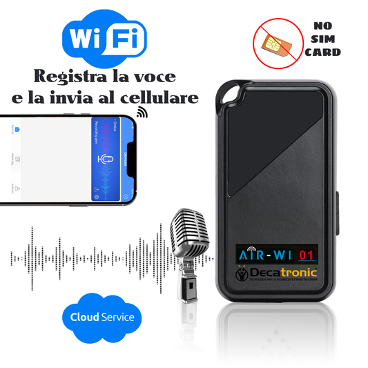 Microspia registratore vocale wifi [no sim card gsm] registra e invia sul cellulare le registrazioni sd card 32G/cloud Air wi 01