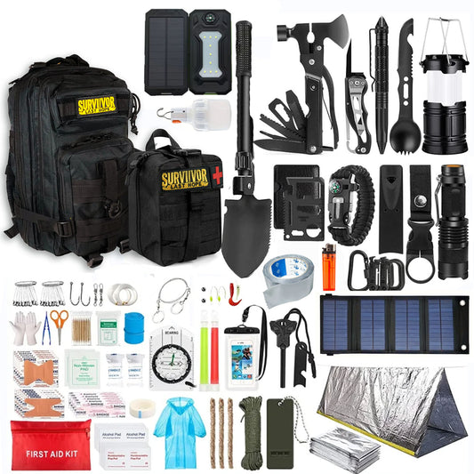 ZAINI EMERGENZA OUTDOOR – Set Sopravvivenza Avanzato Completo con Attrezzi, Pronto Soccorso, Fuoco, Luce Termico – Impermeabile e Multifunzione