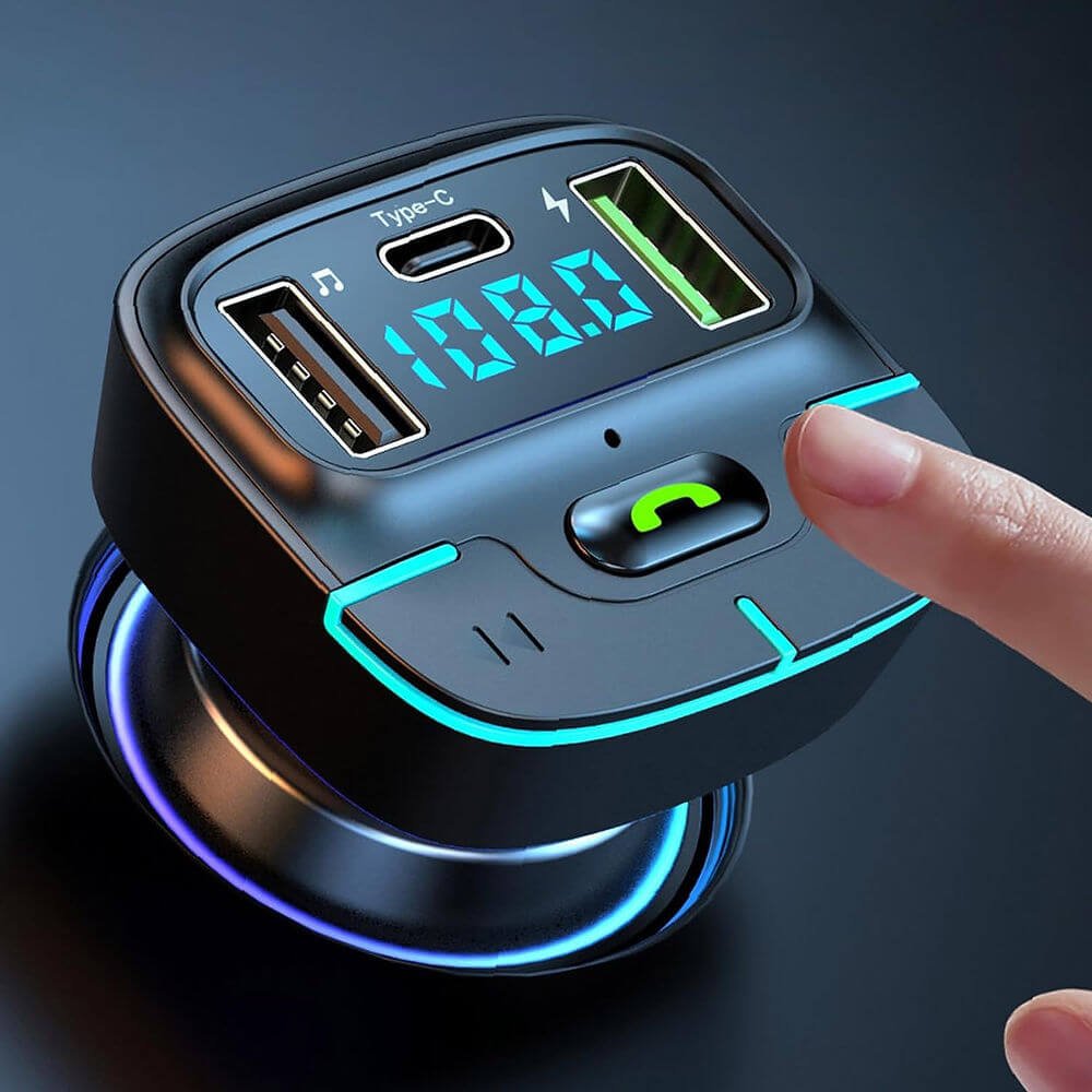 Kit vivavoce auto bluetooth 5.3, caricabatterie Dual USB, Musica TXFM Voltmetro