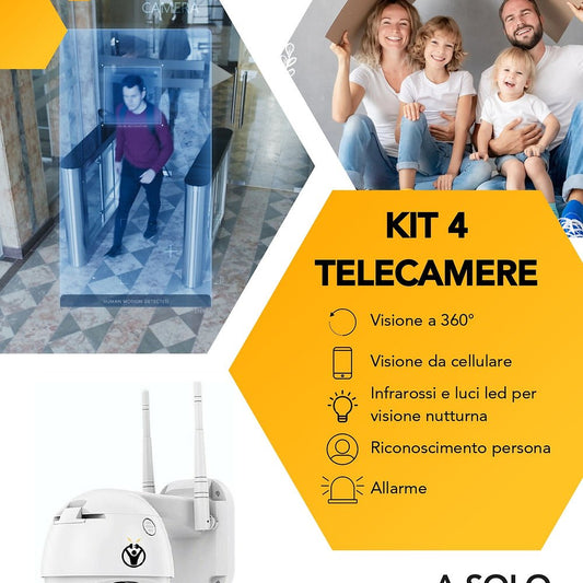Kit 4 telecamere da esterno WiFi