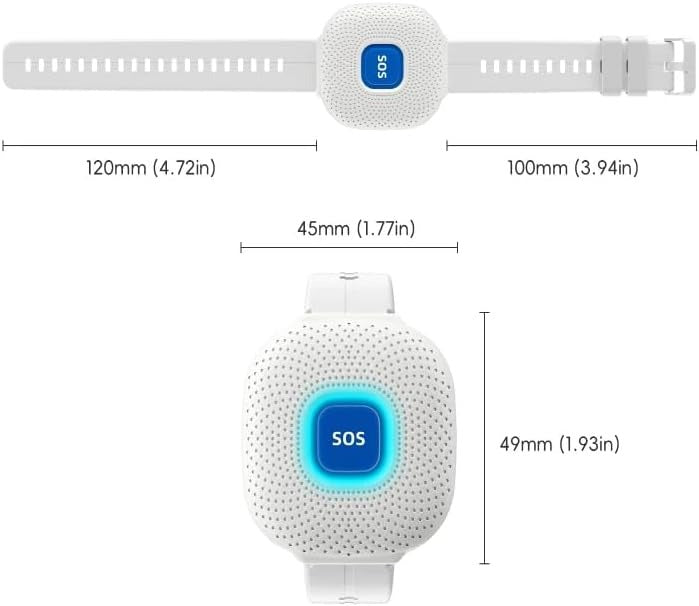 Braccialetto SOS per Anziani Bambini e Donne Incinte - Allarme Personale, Pulsante di Chiamata Emergenza Blu, Collegato al Telefono, Compatibile con APP Tuya e Smart Life. (Nero)