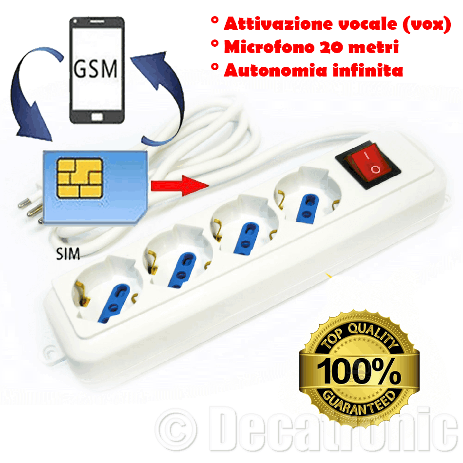 Microspia Antifurto Gsm In Una Multipresa VOX M100 Ciab (KIT)