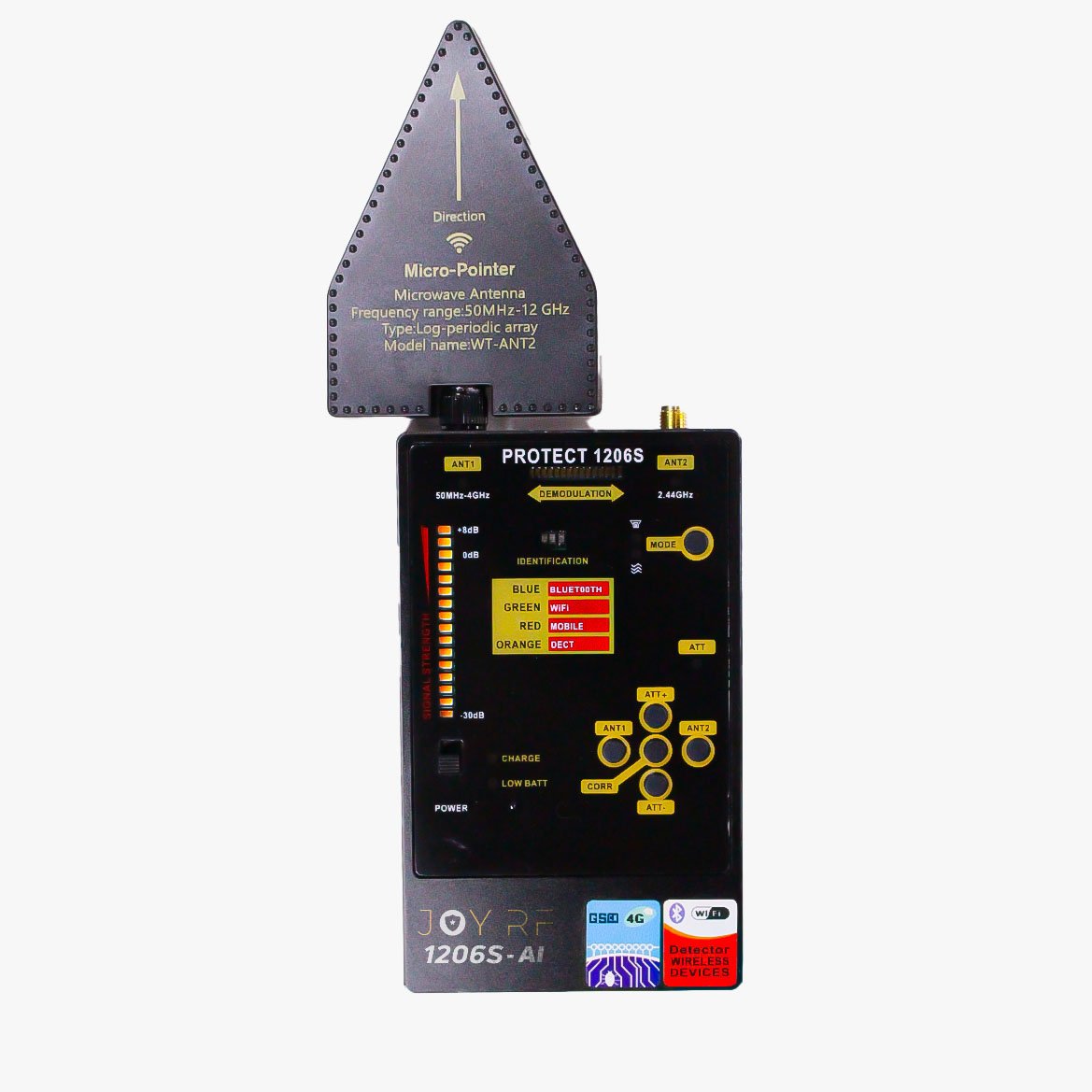 Rilevatore di microspie Telecamere e Gps professionale con sistema A.I. integrato [JOYRF-1206S AI]