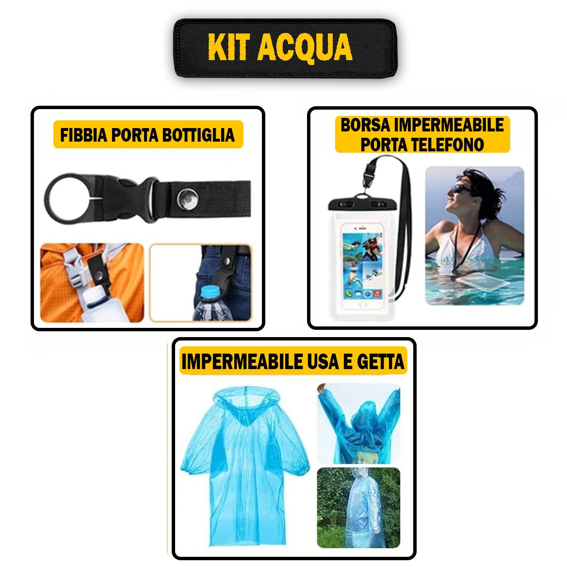 ZAINI EMERGENZA OUTDOOR – Set Sopravvivenza Avanzato Completo con Attrezzi, Pronto Soccorso, Fuoco, Luce Termico – Impermeabile e Multifunzione