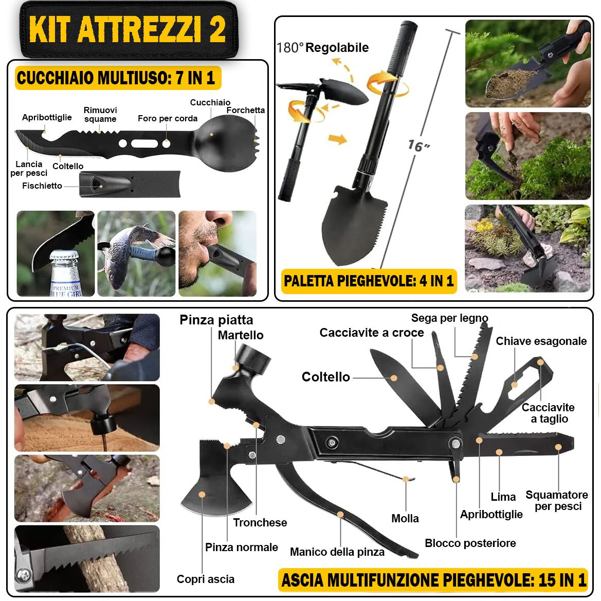 ZAINI EMERGENZA OUTDOOR – Set Sopravvivenza Avanzato Completo con Attrezzi, Pronto Soccorso, Fuoco, Luce Termico – Impermeabile e Multifunzione