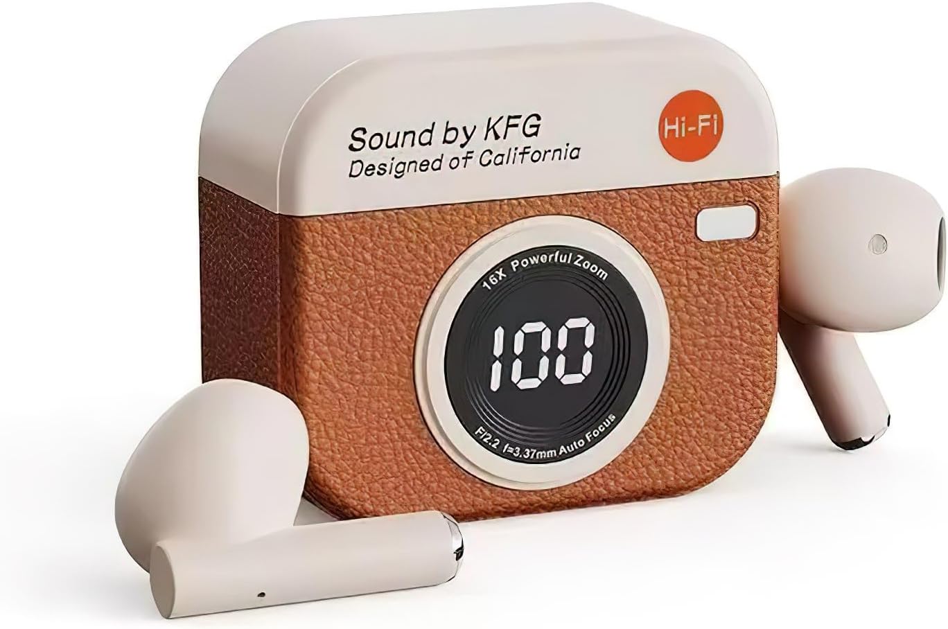 (Q86) Cuffie Retro con Effetto Pelle, Auricolari In-Ear TWS con Riduzione del Rumore e Display LED | Impermeabili IPX5, Connessione Bluetooth 5.4, Ricarica Rapida Tipo-C, Touch Control