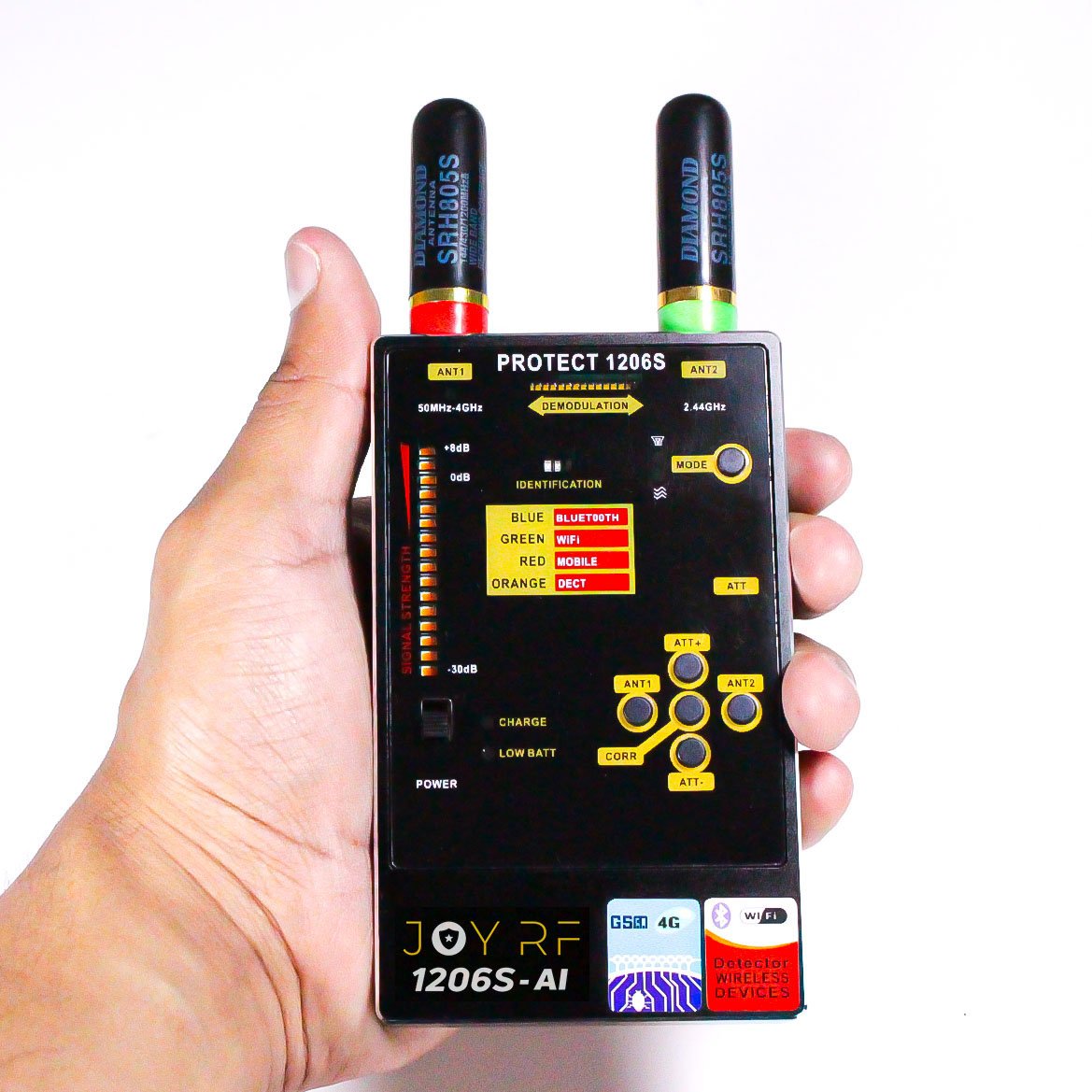 Rilevatore di microspie Telecamere e Gps professionale con sistema A.I. integrato [JOYRF-1206S AI]