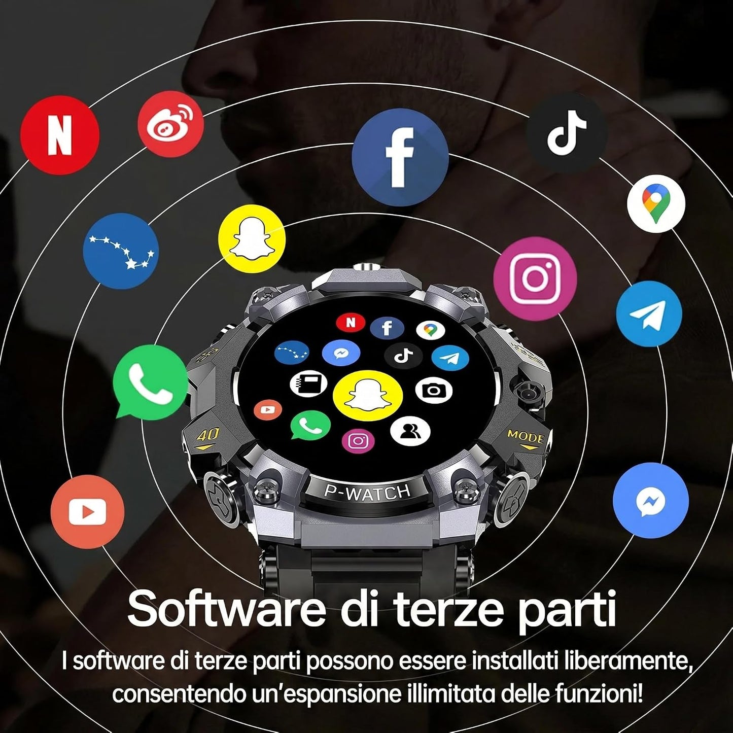 (T-Rex Q668PRO) Smartwatch 4G Android 10.0 con GPS e Videochiamate – Display AMOLED 1.95" 4GB+32GB, Doppia Fotocamera 8MP, Bussola, Altimetro, Monitor Cardio/Pressione/Sonno/SpO2, Supporto SIM