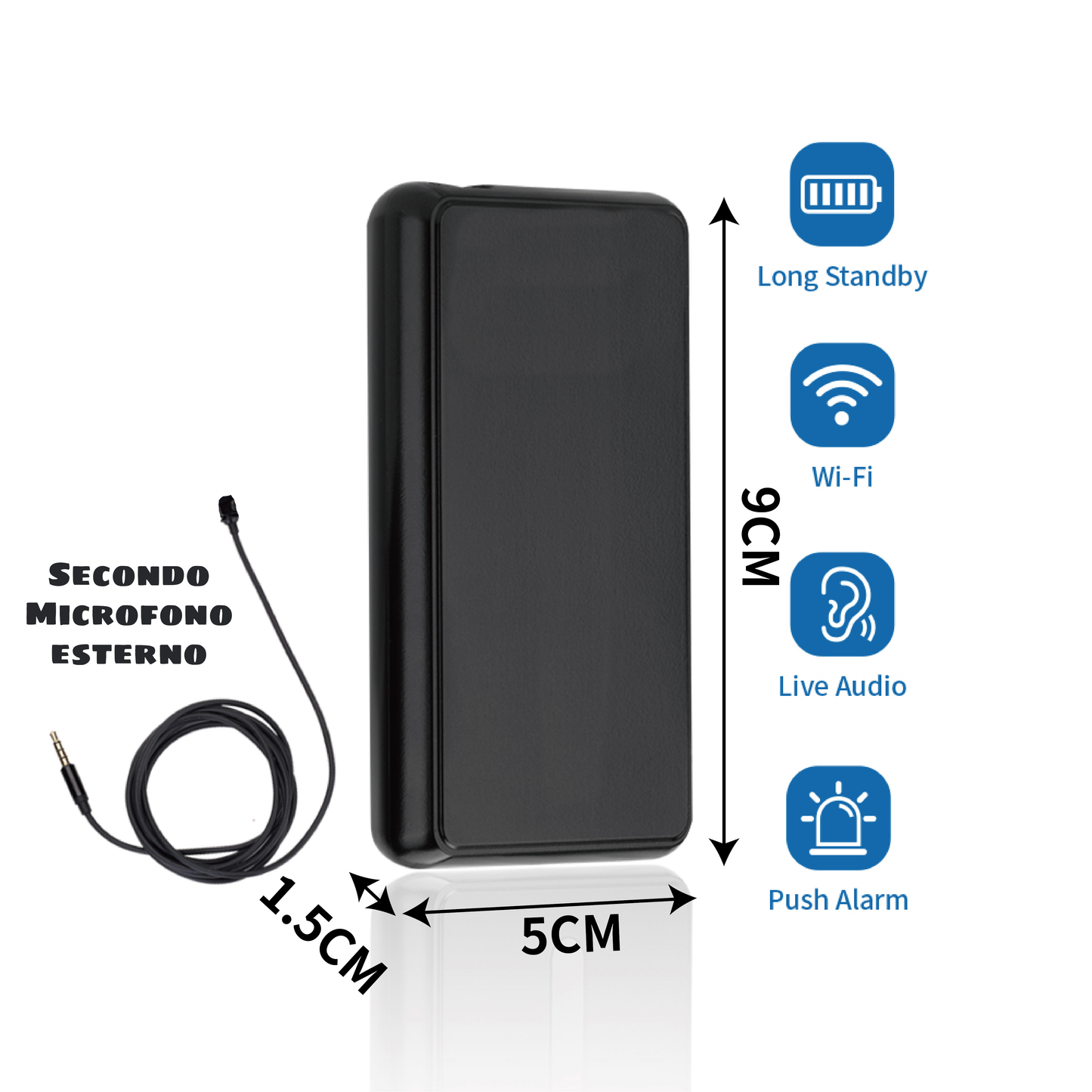 Microspia registratore vocale wifi [no sim card gsm] registra e invia sul cellulare le registrazioni sd card 32G/cloud Air wi 02
