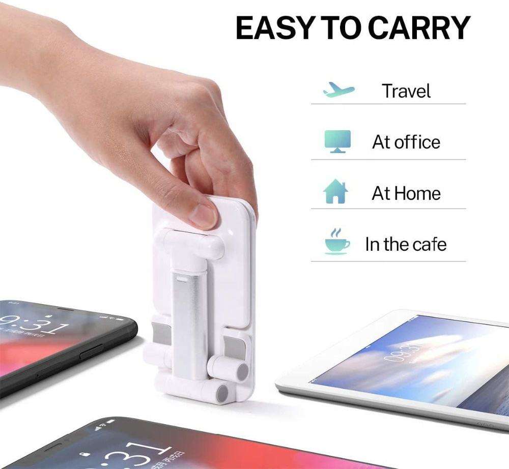 Supporto Telefono Pieghevole Regolabile Angolo 5-75° e Altezza, Portatile per Tablet, Cellulari, Smartphone. Ideale per Casa,Ufficio, Viaggio