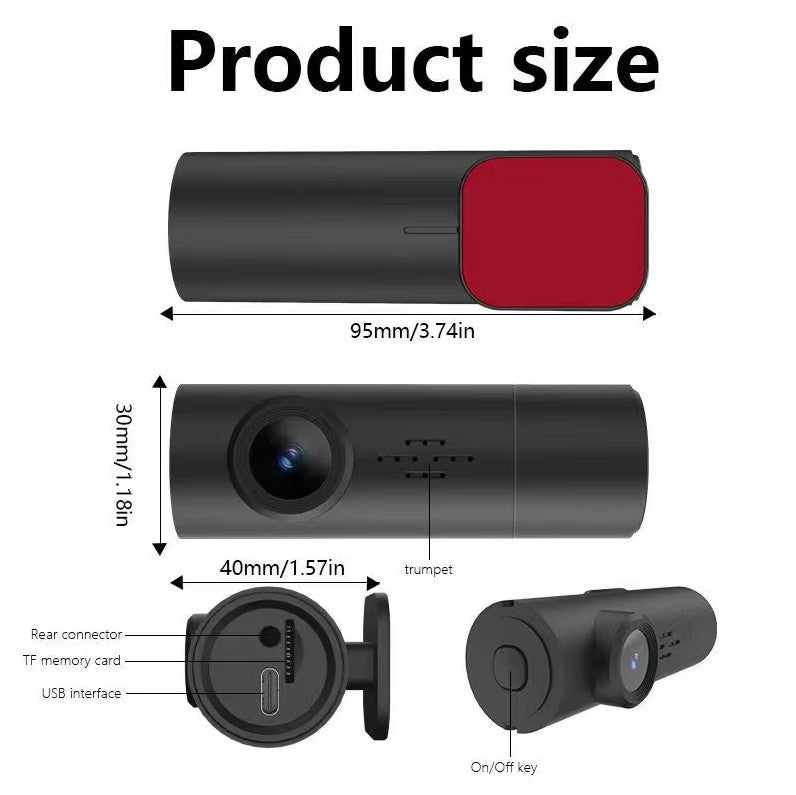 Dash Cam 1080P con WiFi, DVR Auto Telecamera Nascosta Mini con Visione Notturna, Monitoraggio Parcheggio 24h, Video Time-lapse, Registrazione a Ciclo Continuo, Angolo 170°, Supporto TF 128GB – Nessuno Schermo (DECA-ONE)
