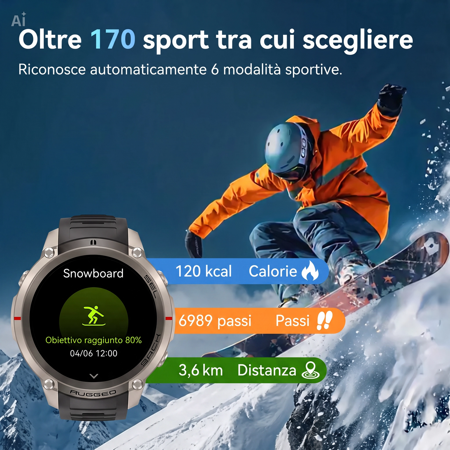 MD59 SmartWatch GPS AMOLED 1.43" Impermeabile 50M–Mappe Offline e Monitor Salute