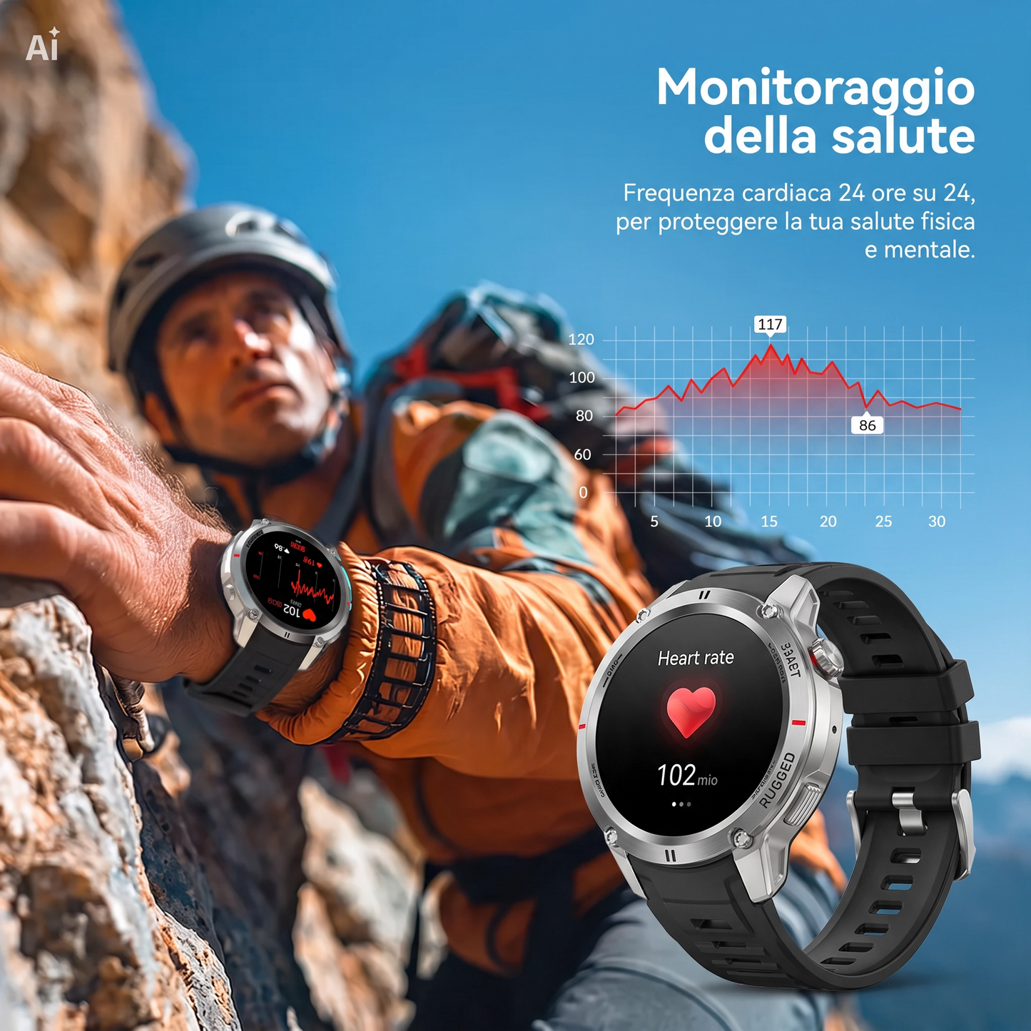 MD59 SmartWatch GPS AMOLED 1.43" Impermeabile 50M–Mappe Offline e Monitor Salute