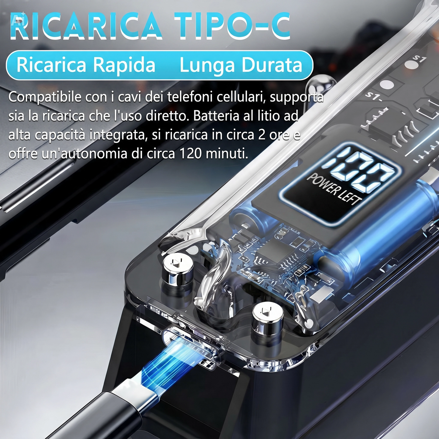 (HLS-T08) Regolabarba Elettrico Ricaricabile con Display LCD – Tagliacapelli Senza Fili con Lama in Acciaio Inossidabile, Pettine Regolabile (0-4mm), Testina a T, Batteria 51-90 minuti, Ricarica Rapida USB – Per Uomo e Uso Domestico