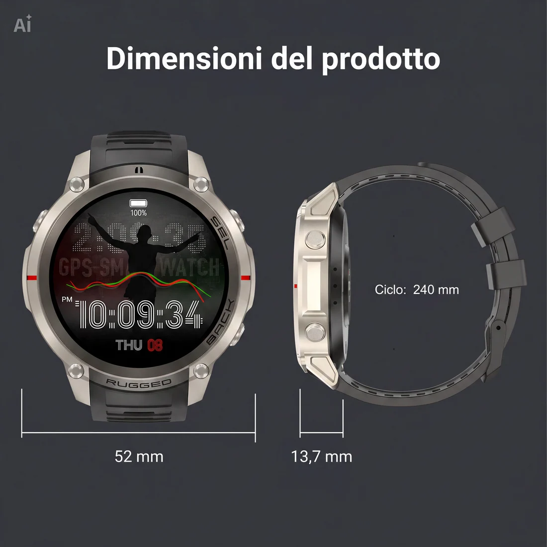 MD59 SmartWatch GPS AMOLED 1.43" Impermeabile 50M–Mappe Offline e Monitor Salute