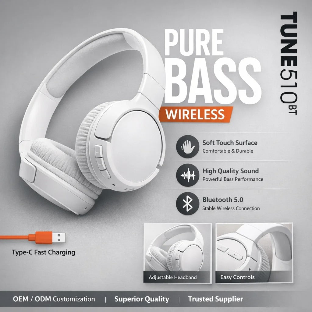 (BT510) Wireless Over-Ear – Immergiti nella Musica con ANC Intelligente, Batteria Lunga e Comfort per Tutto il Giorno