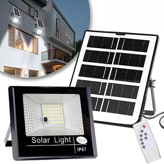 FARO LED SOLARE 10W 1200 LUMEN IP67 – Illumina Giardino e Terrazzo con Telecomando! Kit Completo con Staffe e Viti per Montaggio a Parete – La Luce che non ti serve più attaccare alla corrente