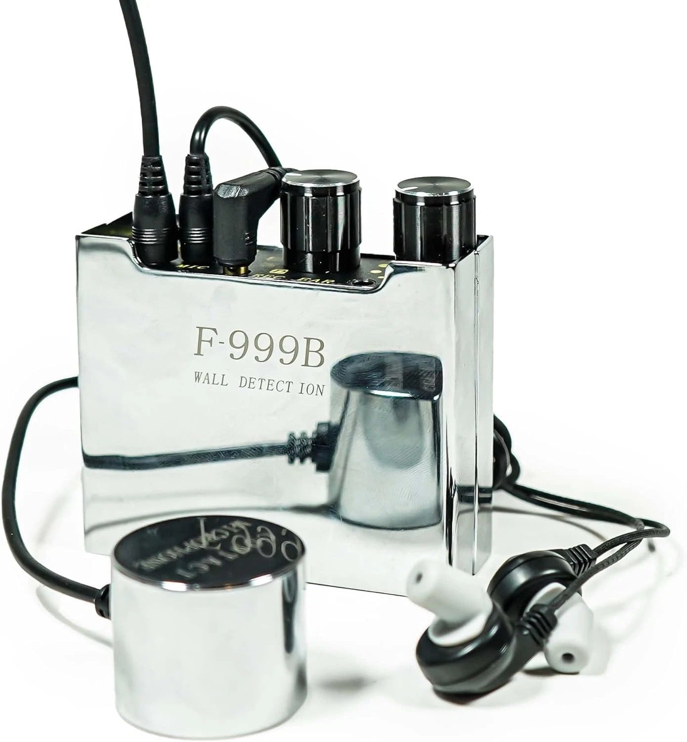 Microfono da muro serie silver professionale per ascolto con sistema di filtri con secondo microfono a spillo e uscita registrazione ideale per casa ufficio sicurezza privacy (F999B silver)